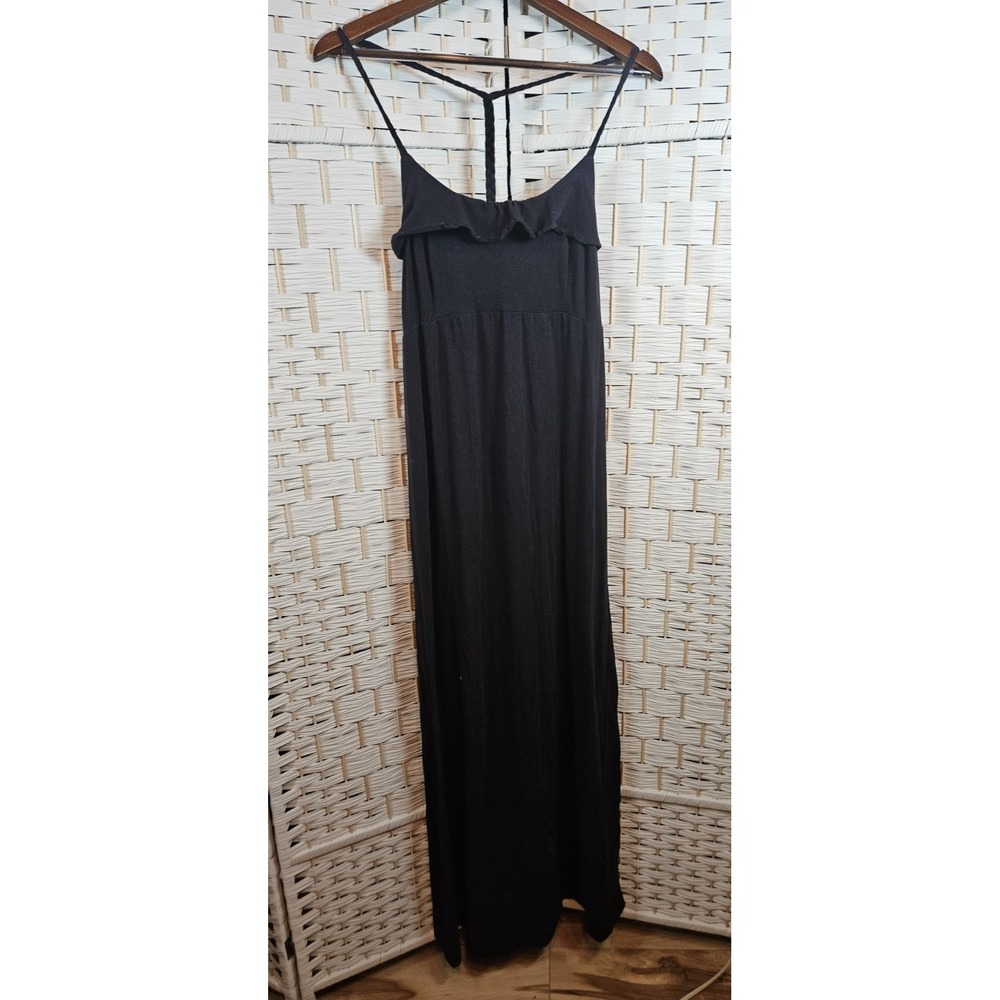 Joe Boxer Womens Large Long Black Dress Ruffle Halter Party Date Night